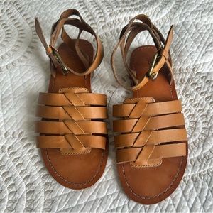 Frye tan leather slide everyday summer sandals with ankle strap Sz 6 EUC